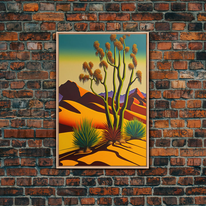 Watercolor of a Desert Landscape, Arizona Southwest Art, Framed Canvas Print, Landscape Painting