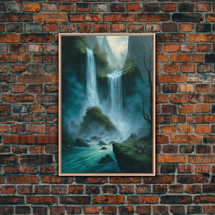 Fantasy Waterfall Oil Painting Canvas Print, Framed Canvas Art, Living Room Wall Decoration