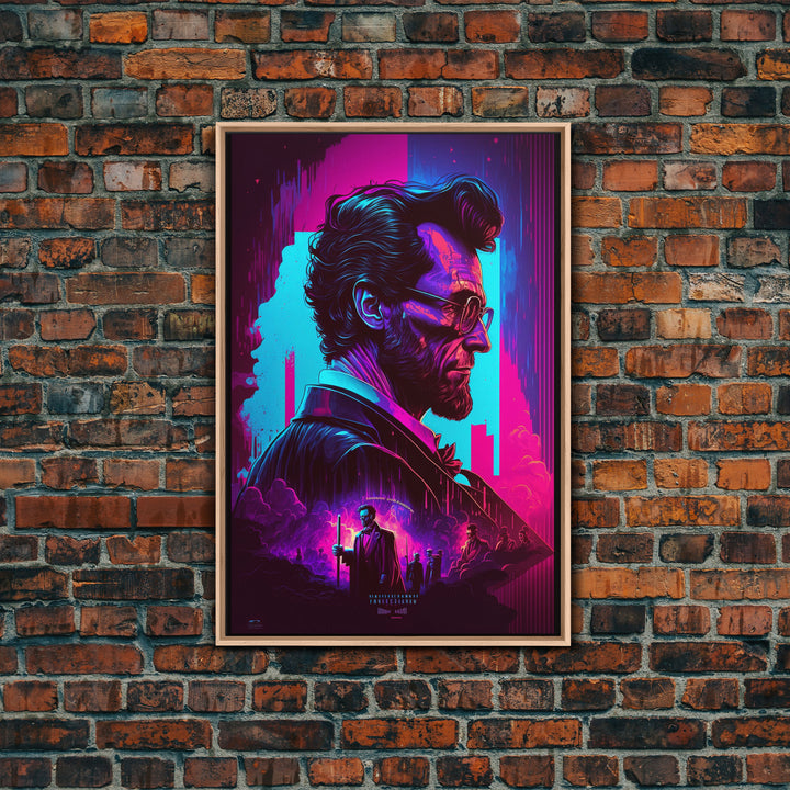 Synthwave Abraham Lincoln, Wall Art, Punk Rock Lincoln, Vampire Hunter, Goth Art, Retro Vibes Wall Art