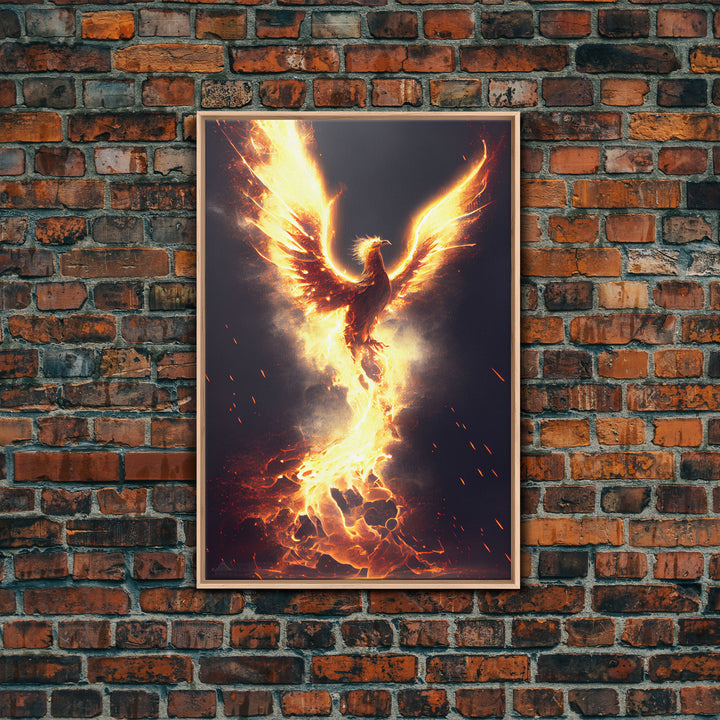 Phoenix In Flames, Retribution, Framed Canvas Print, The Phoenix, Framed Wall Art, Original Painting Phoenix