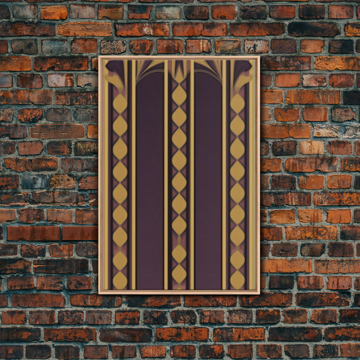 Art Deco Pattern Wall art, Framed Canvas Print, Art Deco, Canvas Wall art, Purple & gold art, Canvas wall art, Abstract art, Geometric art