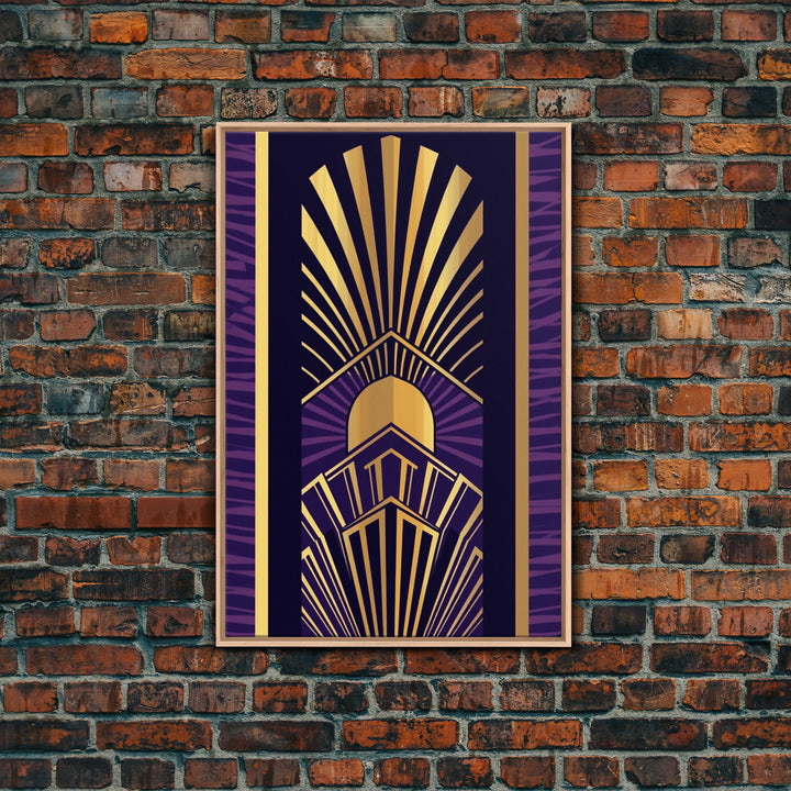 Midcentury Modern Wall art - Framed Canvas Print - Art Deco - Wall art - Purple & gold art - Ornament art - Patterns art - Geometric art