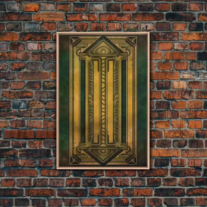 Midcentury Modern Wall art, Framed Canvas Print, Art Deco, Gold & green art, Framed painting, Wall decor, Beautiful art, 1930s Style Art