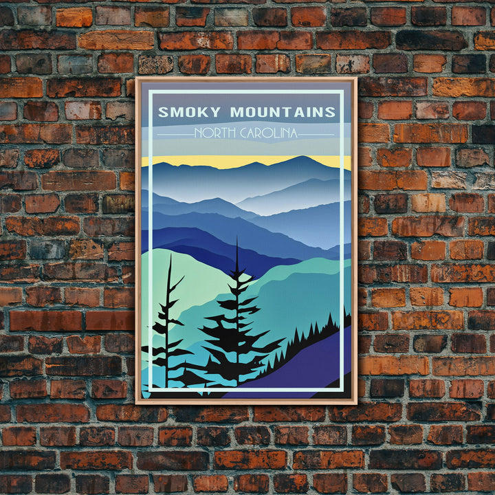 Smoky Mountains Art, North Carolina Wall Print, America Travel Poster, Travel Wall Print, Travel Poster, Travel Wall Art, Canvas Wall Print