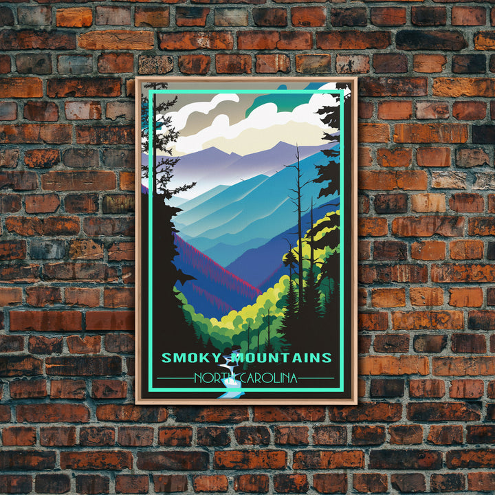 Smoky Mountains Art, North Carolina Wall Print, America Travel Poster, Travel Wall Print, Travel Poster, Travel Wall Art, Canvas Wall Print