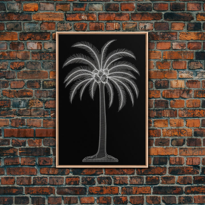 White Coconut Tree Wall Art, Tree Art, Nature Print, Tropical Art, Minimalist Print, Wall Decor, Canvas Print, Wall Art, Framed Canvas