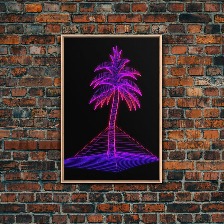 Purple Palm Tree Wall Art, Tropical Plant Wall Decor, Nature Art, Minimalist Print, Wall Decor, Canvas Print, Wall Art, Framed Canvas