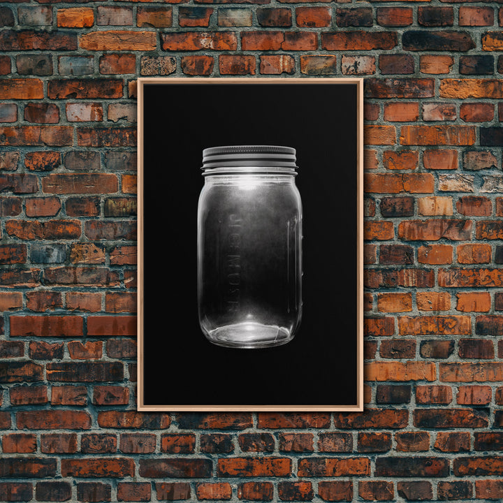 Mason Jar Wall Art, Jar Art Print, Black And White Art, Minimalist Art, Wall Decor, Canvas Art, Wall Art, Framed Canvas Wall Decor