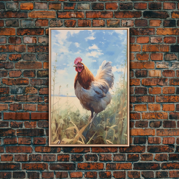 Rooster Wall Art, Rooster Painting, Farmhouse Art, Country Wall Art, Minimalist Wall Art, Wall Decor, Canvas Print, Wall Art, Framed Canvas