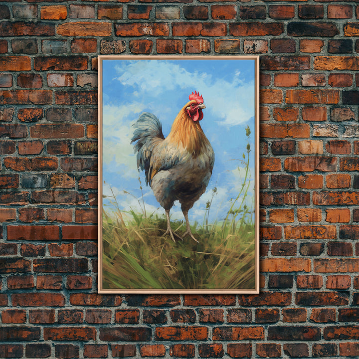 Farmhouse Art, Rooster Painting, Rooster Wall Art, Country Wall Art, Minimalist Wall Art, Wall Decor, Canvas Print, Wall Art, Framed Canvas