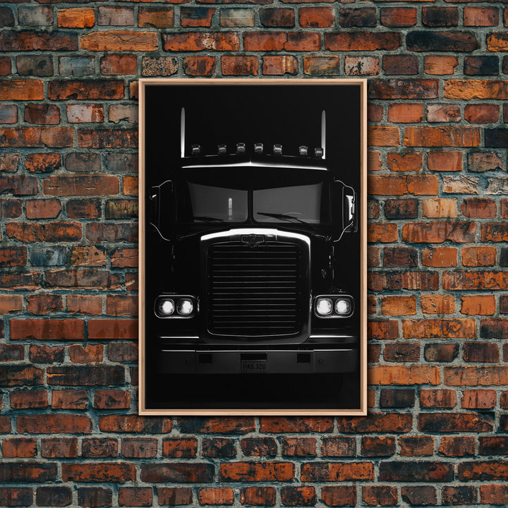 Semi Truck Wall Art, Big Rig Print, Black And White Print, Minimalist Print. Wall Decor, Canvas Art, Wall Art, Framed Canvas Wall Art