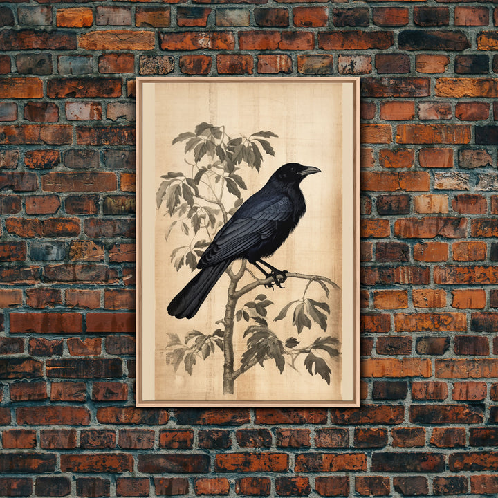 Black Bird Wall Art, Crow Wall Decor, Animal Wall Art, Black Bird, Modern Print, Wall Decor, Canvas Print, Wall Art, Framed Canvas