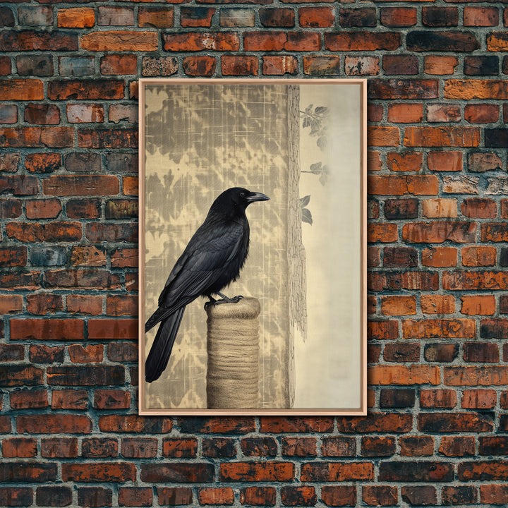 Black Bird Wall Art, Crow Wall Decor, Animal Wall Art, Nature Print, Modern Print, Wall Decor, Canvas Print, Wall Art, Framed Canvas