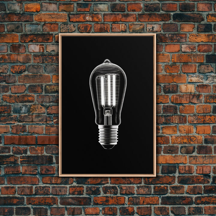 Light Bulb Wall Decor, Light Wall Art, Garage Art Print, Minimalist Print, Wall Decor, Canvas Print, Wall Art, Framed Canvas