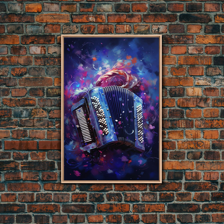 Cosmic Accordion, Instrument Print, Framed Canvas Print Or Poster, Gift For Musician