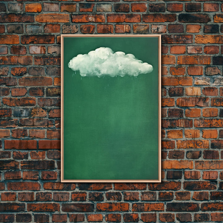 Emerald Green Rain Cloud Wall Art, Framed Canvas Or Poster Print, Abstract Art Print, Minimalist Wall Decor, Maximalist Decor, Dark Green