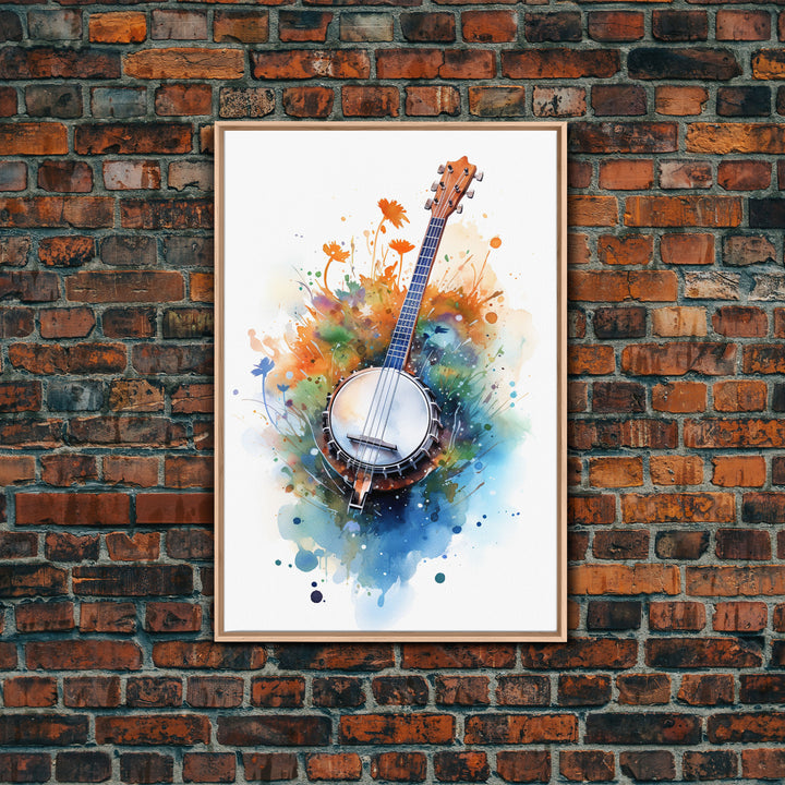 4 String Banjo Gift, Banjo Wall Art Canvas Print, Country Music Art, Guitar Art, Banjo Poster Print, Banjo Gifts, Musical Art