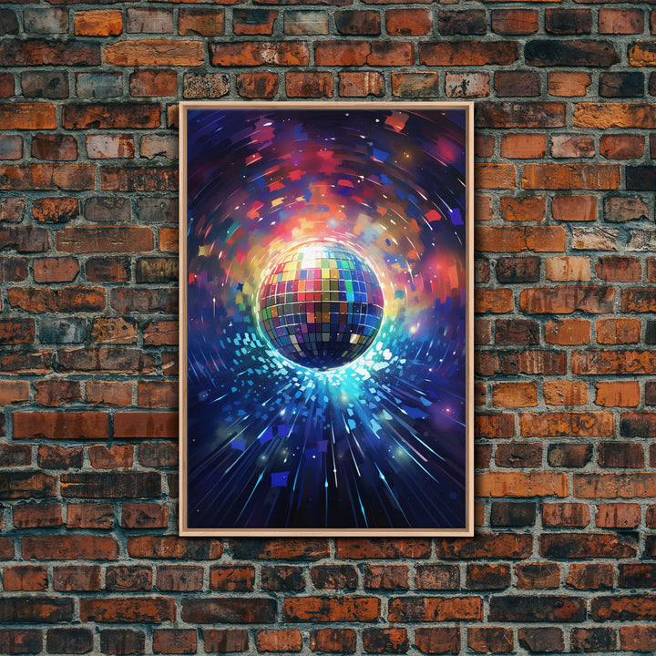 Galaxy Disco Ball, Framed Canvas Print, Music Studio Decor, Graduation Gift