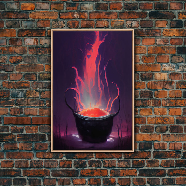 Spooky Witch's Cauldron Canvas Print, Halloween wall art, spooky home decor