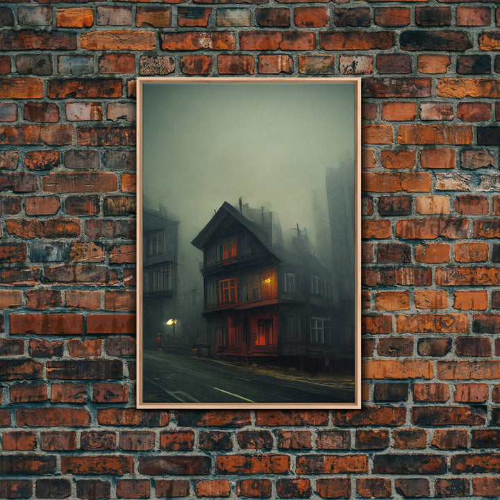 Spooky gloomy wall art, haunted house art, canvas print