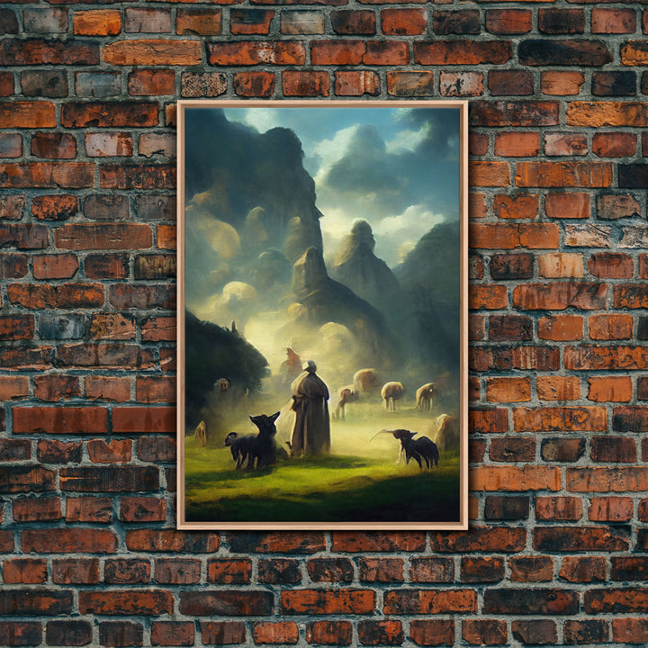 The shepherd and his flock, canvas print