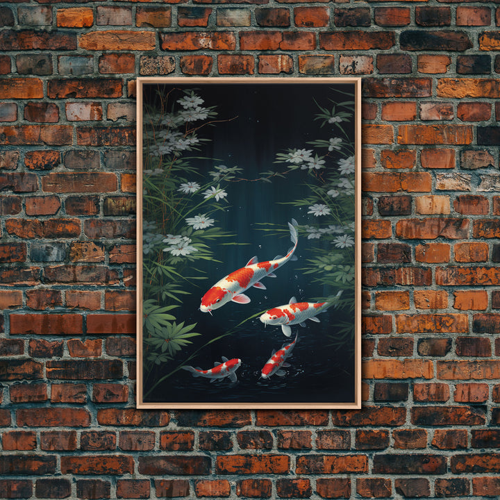 Koi Fish Wall Art, Fish Painting, Zen Wall Art, Fish Wall Art, Nature Print, Canvas Print, Wall Art, Vertical Art, Home Office Art, RV Decor