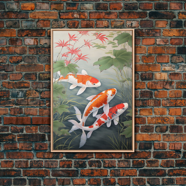 Fish Painting, Zen Wall Art, Koi Fish Wall Art, Fish Wall Art, Canvas Print, Wall Art, Vertical Art, Southern Decor, Office Wall Decor