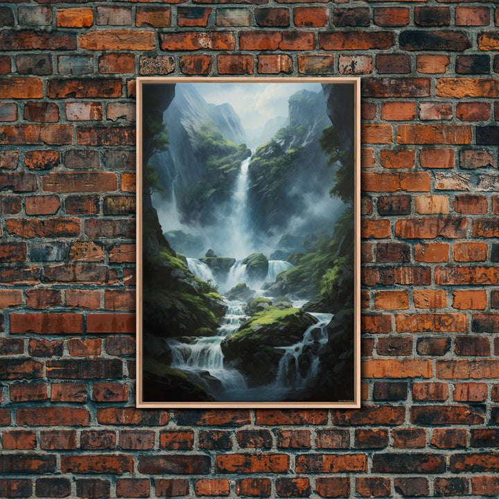 Waterfalls Wall Print, Forest Wall Art, Landscape Print, Canvas Print, Wall Art, Vertical Art, Nature Lover Gift, College Dorm Decor