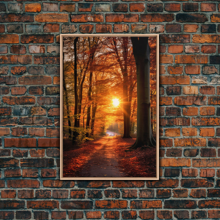 Fall Forest Art, Trees Art Print, Nature Wall Art, Sunset Art, Canvas Print, Wall Art, Vertical Art, Dining Room Prints, Hostess Gift