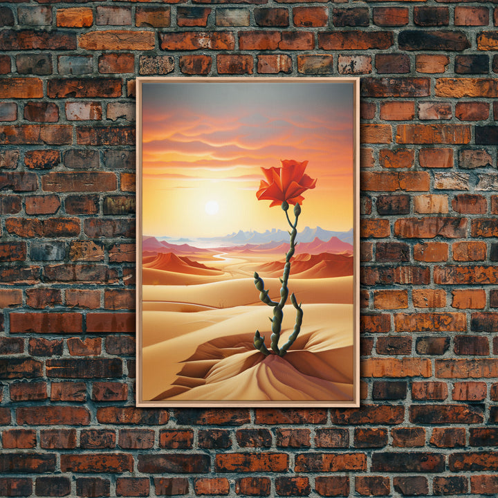 Desert Art Print, Cactus Wall Art, Landscape Art, Sunset Wall Art, Canvas Print, Wall Art, Vertical Art, Unique Wall Decor, Ranch Decor