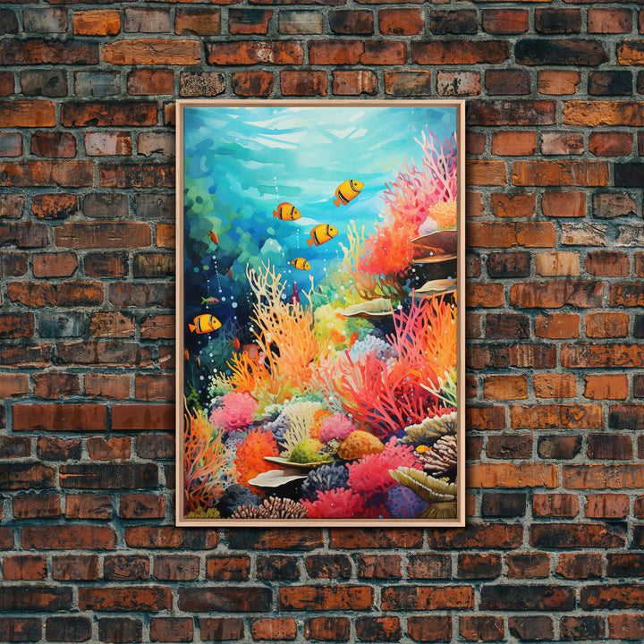 Under The Sea, Canvas Print, Wall Art, Vertical Art, Ocean Nursery Art, Nautical Wall Art, Home Decor Prints, Gift For Friend, Dorm Room Art