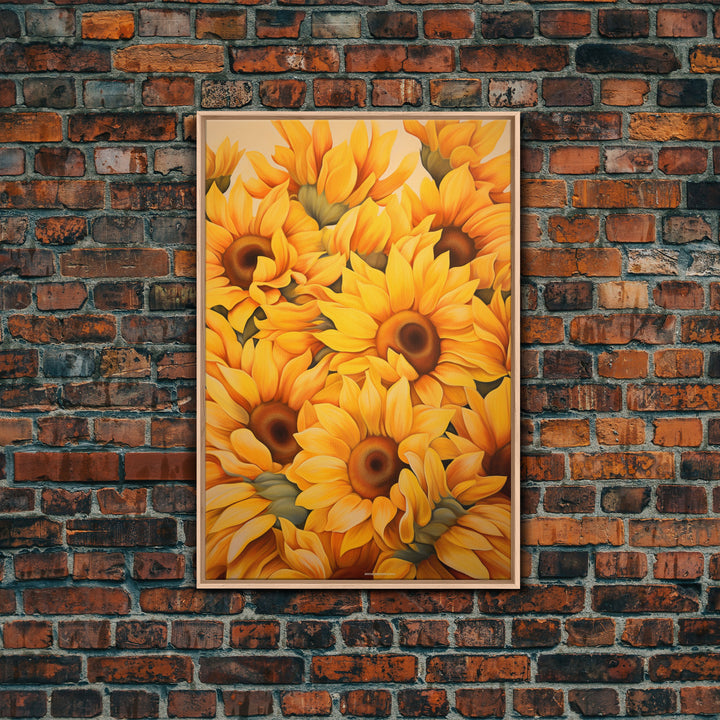 Sunflower Wall Art, Flower Wall Art, Sunflower Painting, Canvas Print, Wall Art, Vertical Art, Gift For Coworker, Bookshelf Decor, RV Decor