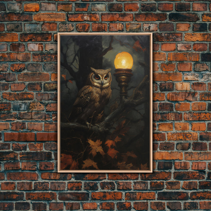 Owl Halloween Decor, Victorian Owl Painting Canvas Print, Dark Arts, Dark Academia, Owl Prints, Animal Prints, Halloween Wall Art