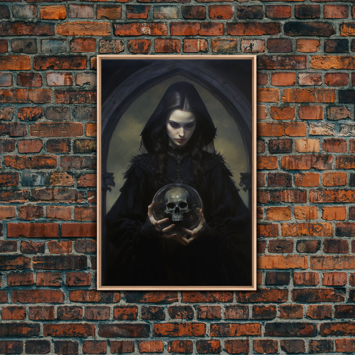 The Fortune Teller, Halloween Canvas Print, Framed Canvas, Unique Wall Art, Goth Art, Dark Academia, Witch Art, Witchcraft