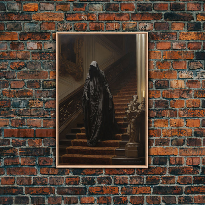 The Phantom, Gothic Halloween Decor, Framed Canvas Print, Scary Horror Art, Goth Decor, Moody Oil Painting, Dark Academia