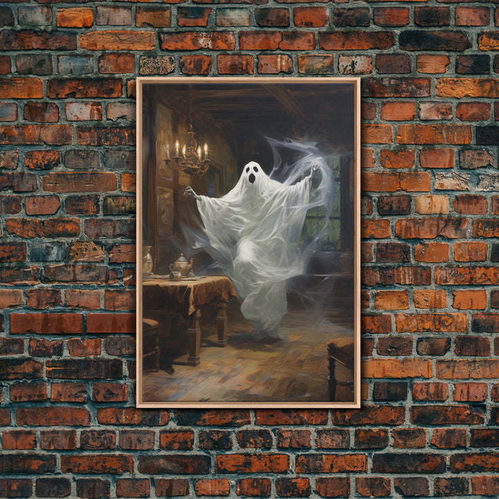 The Haunting On Donahue, Ghost Print, Framed Canvas, Halloween Canvas Print, Horror Print, Macabre Dark Academia Wall Art