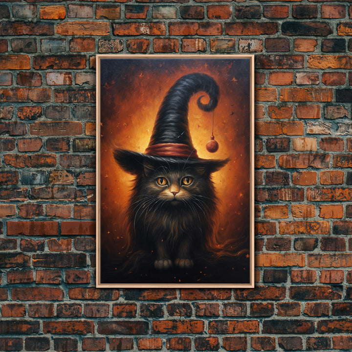 Cute Witch's Familiar Cat Halloween Art, Cat Witch, Cat Painting, Cute Cat Print, Halloween Decor