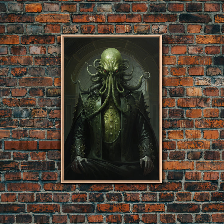 The Demon Cthulhu, Gothic Art, Framed Canvas Print, Halloween Decor, The Gentleman Cthulhu, Goth Art, Demonic Halloween Decor