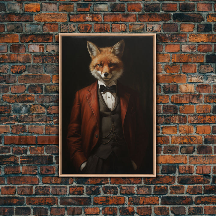 The Victorian Business Fox, Framed Canvas or Canvas Print, Halloween Decor, Dark Academia, Funny Halloween Decorations