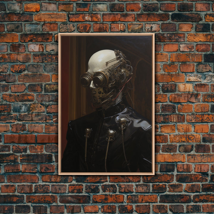 Halloween Cyborg, Creepy Art, Framed Canvas Print, Spooky Home Decor, Halloween Wall Art, Halloween Decorations, Scary Art