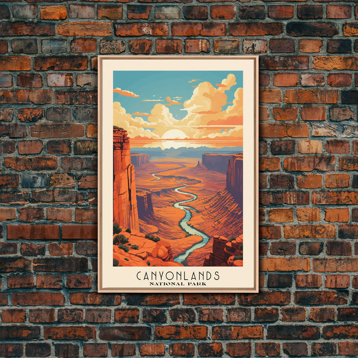 Canyonlands National Park Utah Travel Art, National Park Print, Minimalist Travel Art, Midcentury Modern Style Landscape Painting