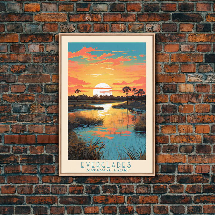 Everglades National Park Travel Poster Print, Canvas Print Wall Art, Florida Travel Art, Midcentury Modern Travel Decor, MCM Wall Art