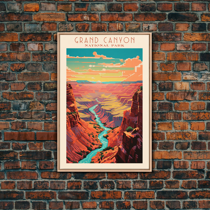 Grand Canyon National Park Travel Poster Art, Canvas Print Wall Art, Arizona Travel Art, Midcentury Modern Travel Decor, MCM Wall Art