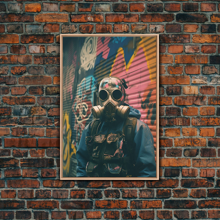 Gas Mask, Urban Wall Art, Graffiti, Canvas Print, Wall Hanging, Portrait Art, Bedroom Prints, Modern Home Decor, Dorm Room Art, RV Decor