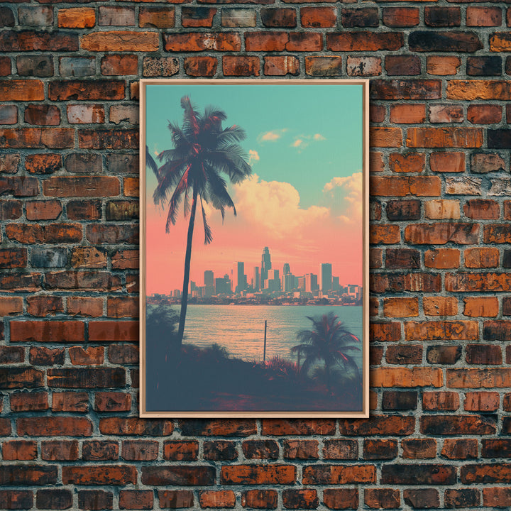 Cityscape Wall Art, Tropical Wall Art, Palm Tree Art, Canvas Print, Wall Hanging, Portrait Art, City Wall Art, Gifts For Grandma, Office Art