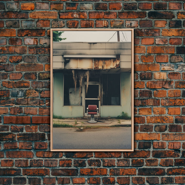 Abandoned Building, Barber Shop Art, Canvas Print, Wall Hanging, Portrait Art, Creepy Wall Decor, Spooky Art Print, Wall Art Prints