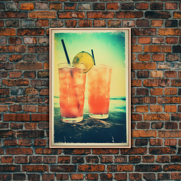 Cocktail Wall Print, Bar Cart Print, Canvas Print, Wall Hanging, Portrait Art, Cocktail Print, Kitchen Wall Art, Bar Wall Decor, Couple Gift