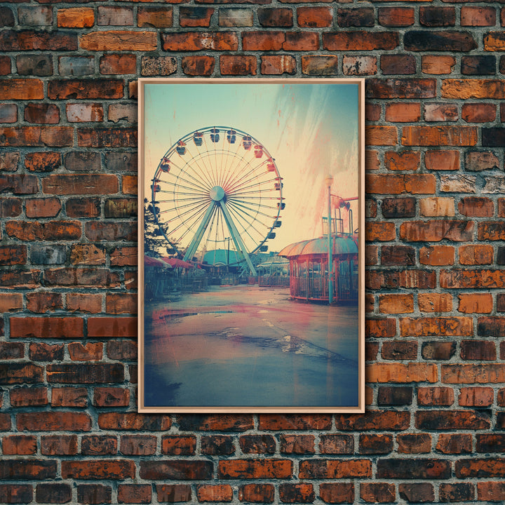 Ferris Wheel, Theme Park, Carnival Rides, Canvas Print, Wall Hanging, Portrait Art, New Homeowner Gift, Modern Home Decor, Bookshelf Decor