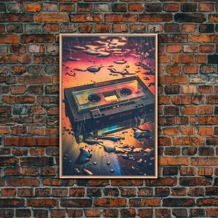 Retro 80s Cassette Tape Art, Framed Canvas Print, Custom Cassette Tape Wall Art, Cassette Tape Decor, Mix Tape Wall Art