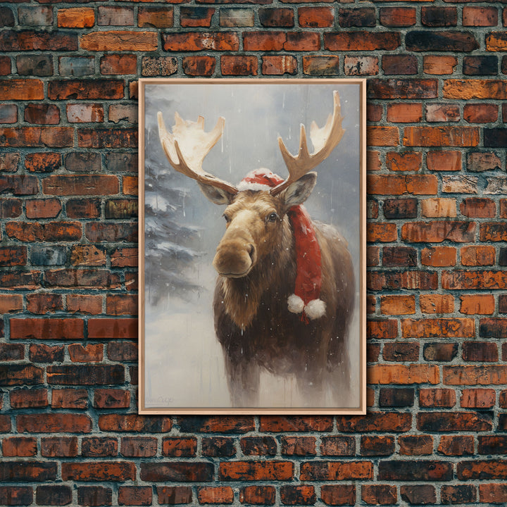 Silly Moose Dressed For Christmas, Christmas Art, Christmas Decor, Christmas Wall Art, Farmhouse Christmas, Vintage Christmas